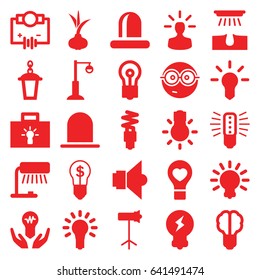 Bulb icons set. set of 25 bulb filled icons such as onion, siren, hair removal, nerd emoji, street lamp, studio lapm, fluorescent lamp