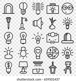 Bulb icons set. set of 25 bulb outline icons such as siren, onion, hair removal, street lamp, lamp, nerd emoji, electricity, table lamp