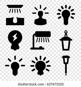 Bulb icons set. set of 9 bulb filled icons such as hair removal, street lamp