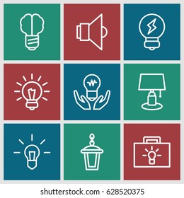 Bulb icons set. set of 9 bulb outline icons such as street lamp, lamp