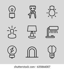 Bulb icons set. set of 9 bulb outline icons such as siren, hair removal
