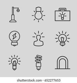 Bulb icons set. set of 9 bulb outline icons such as siren, street lamp