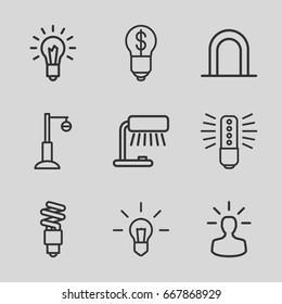 Bulb icons set. set of 9 bulb outline icons such as siren, street lamp, fluorescent lamp
