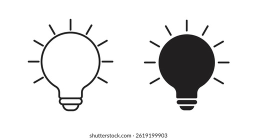 Bulb icons set in black colors on white background