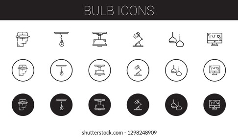 bulb icons set. Collection of bulb with creative, lamp, desk lamp, light, draw. Editable and scalable bulb icons.