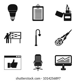 Bulb icons set. Simple set of 9 bulb vector icons for web isolated on white background