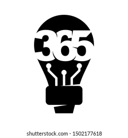 bulb idea 365 infinity logo icon design illustration black
