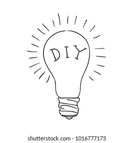 bulb idea black and white sketch cartoon doodle. vector illustration