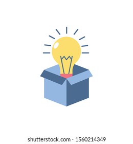 bulb idea box school education learning flat style vector illustration