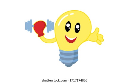 Bulb idea character logo template design vector