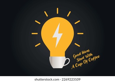 Bulb idea with coffee cup vector illustration
