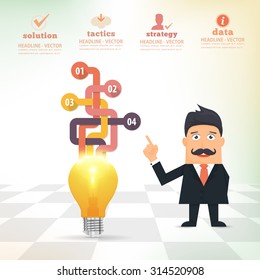 Bulb and Idea Concept Businessman Presentation Infographics Stats Elements Design