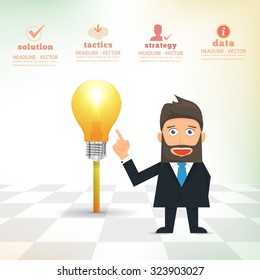 Bulb and Idea Concept Businessman Presentation Infographics Stats Elements Template