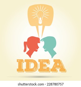 Bulb idea concept vector vintage background illustration