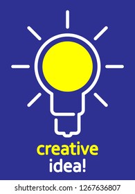 bulb idea creative concept illustration yellow, white and blue.  vector logo print. 