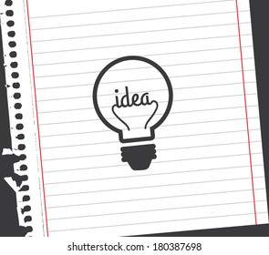 bulb idea design over sheet background vector illustration