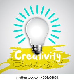 Bulb idea, Design of progress bar, loading creativity, splash colored background