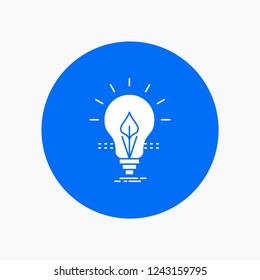 bulb, idea, electricity, energy, light White Glyph Icon in Circle. Vector Button illustration
