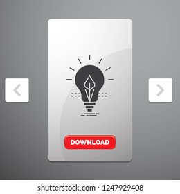 bulb, idea, electricity, energy, light Glyph Icon in Carousal Pagination Slider Design & Red Download Button