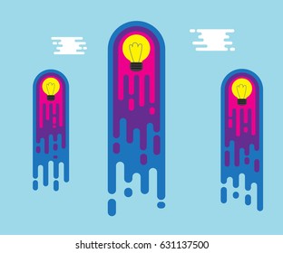 bulb idea flying to sky flat design vector illustration