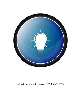 Bulb, idea glossy vector icon, blue button