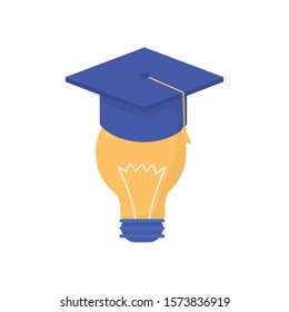 Bulb Idea Graduation Hat School Learning Stock Vector (Royalty Free ...