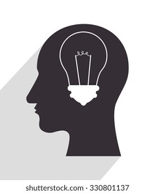 bulb idea in head silhouette graphic design, vector illustration