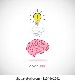 Bulb idea and human brain icon vector illustration