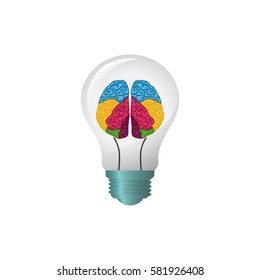 Bulb idea and human brain icon vector illustration graphic design