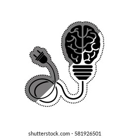 Bulb idea and human brain icon vector illustration graphic design