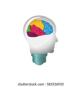 Bulb idea and human brain icon vector illustration graphic design