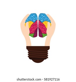 Bulb idea and human brain icon vector illustration graphic design