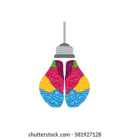 Bulb idea and human brain icon vector illustration graphic design