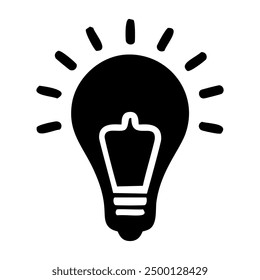 Bulb Idea Icon. Flat Color think symbol. Vector Illustration.