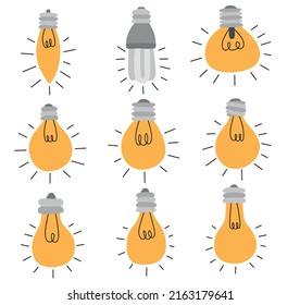 Conjunto de iconos de idea de viñeta en fondo blanco