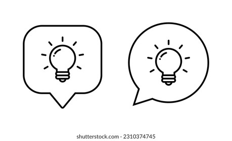 Bulb, idea icon vector with speech bubbles