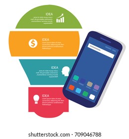 bulb idea info-graphic business vector process full color  of smart-phone gadget communication technology mobile device