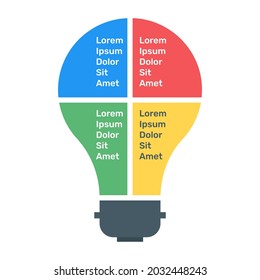 Icono infográfico de idea de bombilla, vector plano