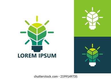 Bulb idea leaf logo template design vector