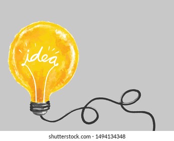 Bulb idea light Hand draw oil painting art background Colorful  textured canvas

