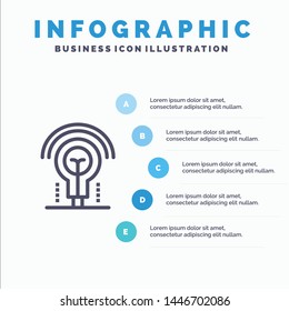 Bulb, Idea, Light, Hotel Blue Infographics Template 5 Steps. Vector Line Icon template