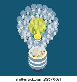 Bulb idea or light bulb symbol of leadership, think big or brainstorming
