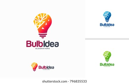 Bulb Idea logo designs concept, Modern Tech Bulb logo designs concept, Pixel Technology Bulb Idea logo template