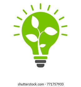 bulb idea logo with green leaf