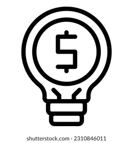 Bulb idea money icon outline vector. Wallet earn. Bank donation