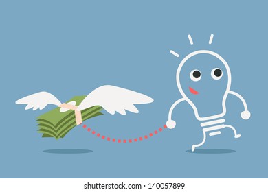 bulb idea and money, vector