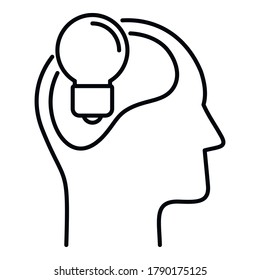 Bulb idea neuromarketing icon. Outline bulb idea neuromarketing vector icon for web design isolated on white background