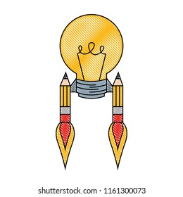 bulb idea pencil rocket launch creativity