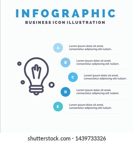 Bulb, Idea, Science Line icon with 5 steps presentation infographics Background