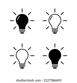 bulb idea set outline and solid style
